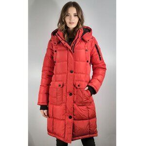Canada Weather Gear Long Puffer Parka, Red, Womens Size Large  (missing fur)